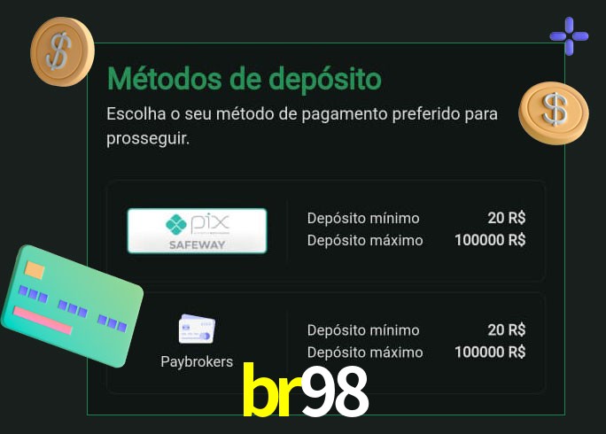 O cassino br98 oferece uma grande variedade de métodos de pagamento